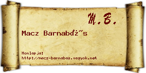 Macz Barnabás névjegykártya